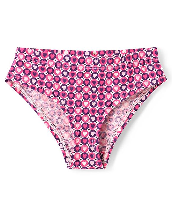 Pine Kids Cotton Elastane Knit Panties with Hearts Print & Stripes Pack of 3 (Color May Vary)