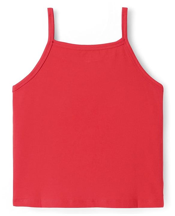 Pine Kids Cotton Elastane Knit Singlet Sleeves So;id Color Slips Pack of 3 (Color May Vary)
