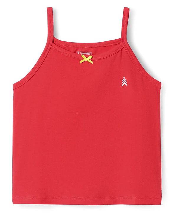 Pine Kids Cotton Elastane Knit Singlet Sleeves So;id Color Slips Pack of 3 (Color May Vary)