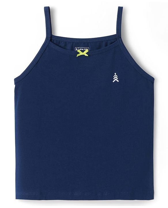 Pine Kids Cotton Elastane Knit Singlet Sleeves So;id Color Slips Pack of 3 (Color May Vary)