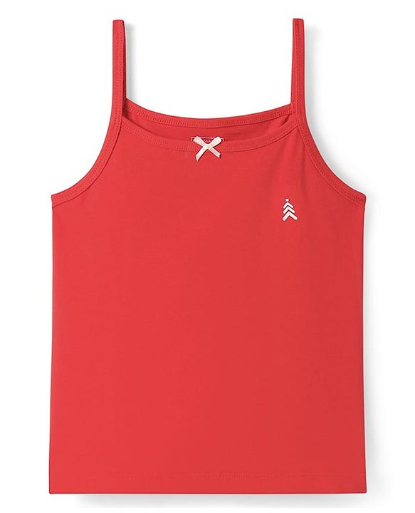 Pine Kids Cotton Elastane Knit Singlet Sleeves Solid Colors Slips Pack of 3 (Color May Vary)