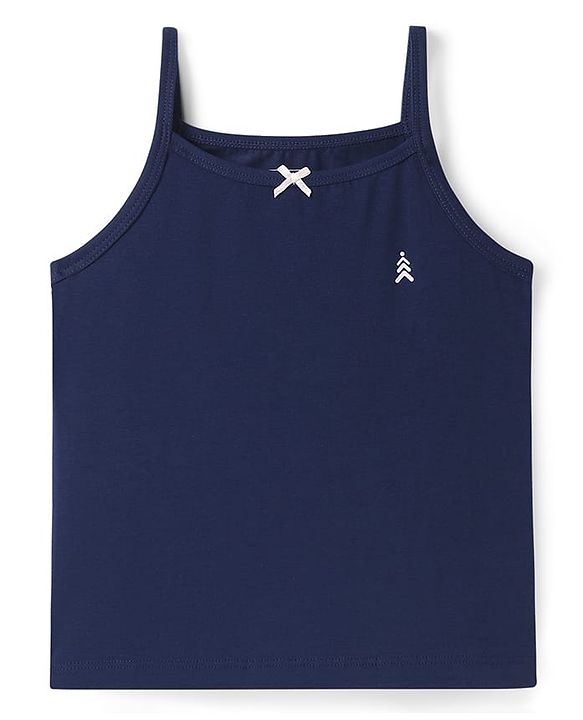 Pine Kids Cotton Elastane Knit Singlet Sleeves Solid Colors Slips Pack of 3 (Color May Vary)