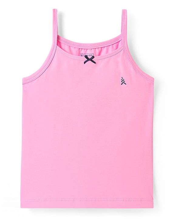 Pine Kids Cotton Elastane Knit Singlet Sleeves Solid Colors Slips Pack of 3 (Color May Vary)