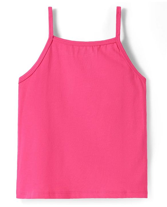 Pine Kids Cotton Elastane Knit Singlet Sleeves Solid Color Slips Pack of 3 (Color May Vary)