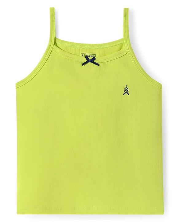 Pine Kids Cotton Elastane Knit Singlet Sleeves Solid Color Slips Pack of 3 (Color May Vary)