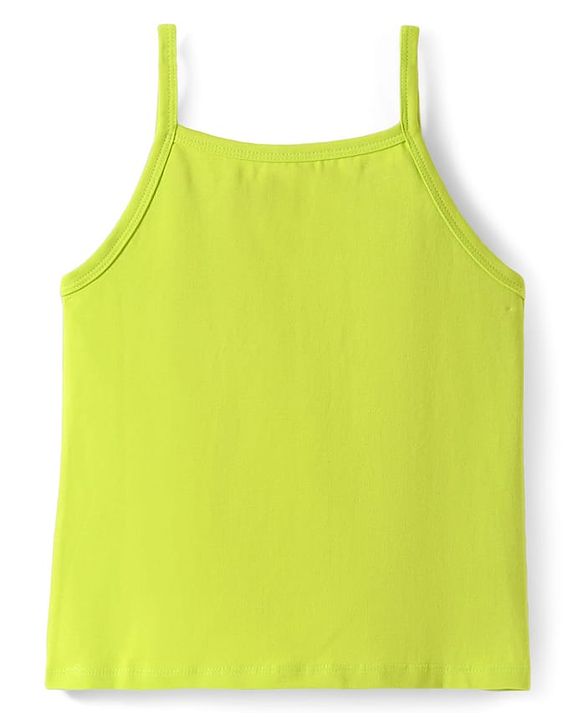 Pine Kids Cotton Elastane Knit Singlet Sleeves Solid Color Slips Pack of 3 (Color May Vary)