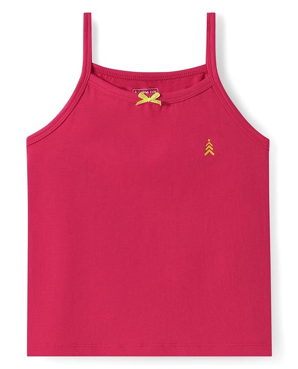 Pine Kids Cotton Elastane Knit Singlet Sleeves Solid Color Slips Pack of 3 (Color May Vary)