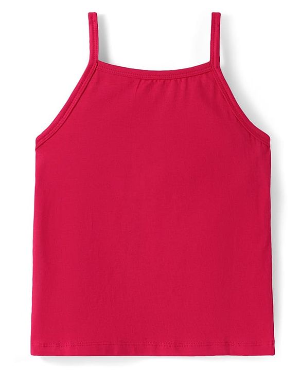 Pine Kids Cotton Elastane Knit Singlet Sleeves Solid Color Slips Pack of 3 (Color May Vary)