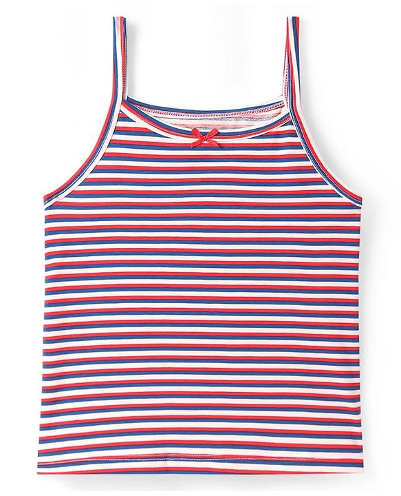 Pine Kids Cotton Elastane Knit Singlet Sleeves Slips with Floral Print & Stripes Pack of 3 (Color May Vary)
