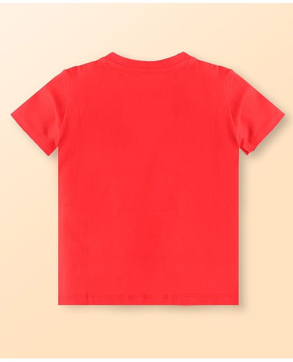 Babyhug Cotton Knit Half Sleeves T-Shirts with Beach Theme Print & Stripes Pack of 3 - White Red & Navy Blue