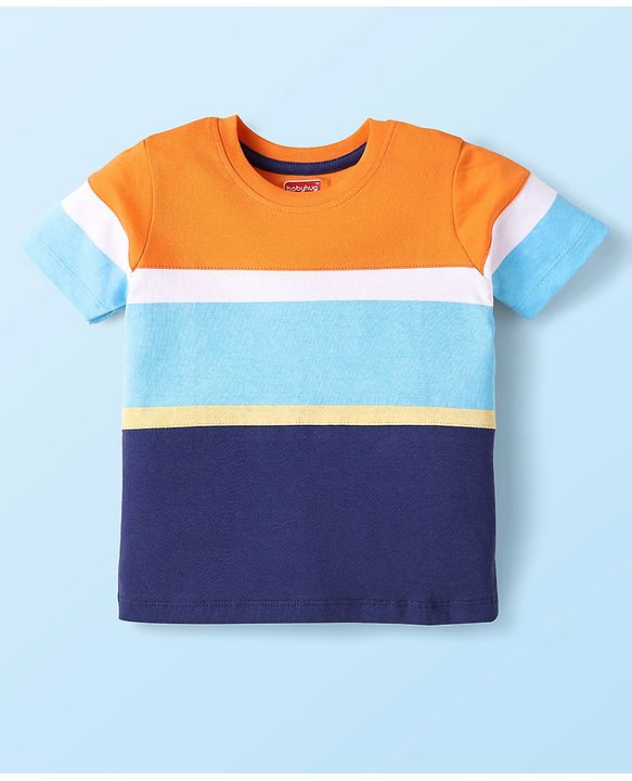 Babyhug Cotton Knit Half Sleeves T-Shirts with Stripes & Boat Print Pack Of 3 - Yellow & White