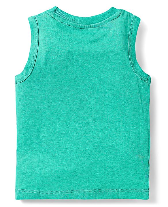 Babyhug Cotton Knit Sleeveless Tank T-Shirts With Stripes & Beach Theme Print Pack Of 3 - Yellow & Orange
