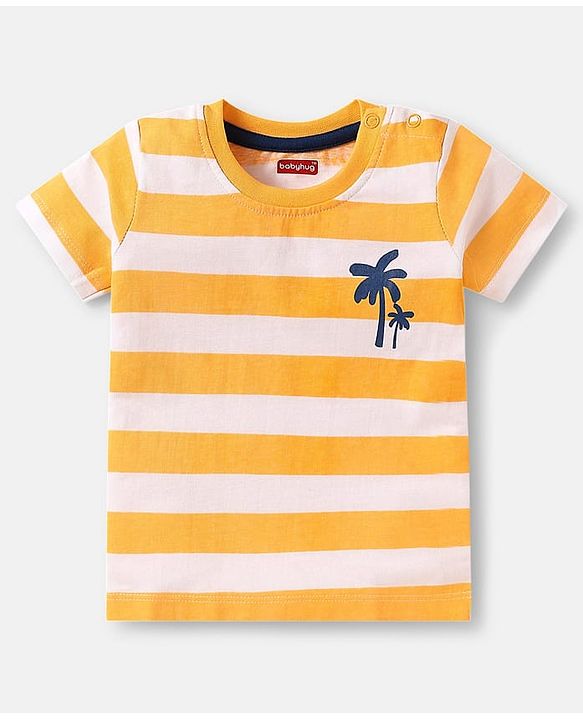 Babyhug Cotton Knit Half Sleeves T-Shirts With Stripes & Animal Print Pack Of 3 - Red & Blue