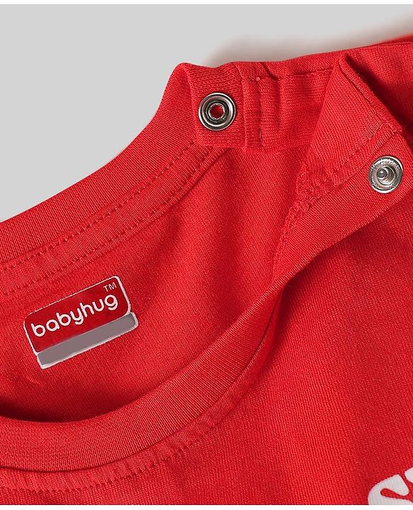 Babyhug Cotton Knit Half Sleeves Striped T-Shirts with Text Print Pack of 3 - Blue & Red