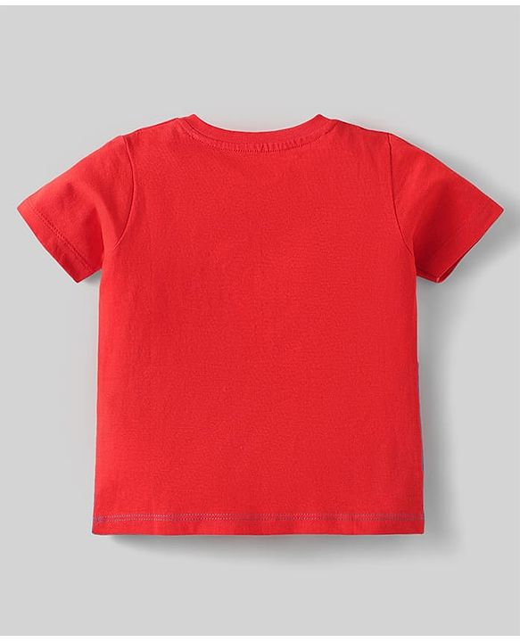 Babyhug Cotton Knit Half Sleeves Striped T-Shirts with Text Print Pack of 3 - Blue & Red