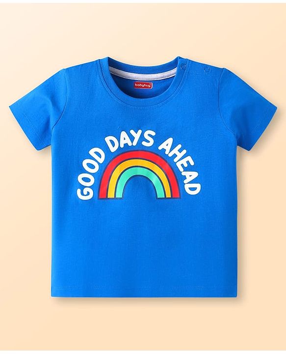 Babyhug Cotton Knit Half Sleeves T-Shirts with Text Print Pack of 3 - White Red & Blue