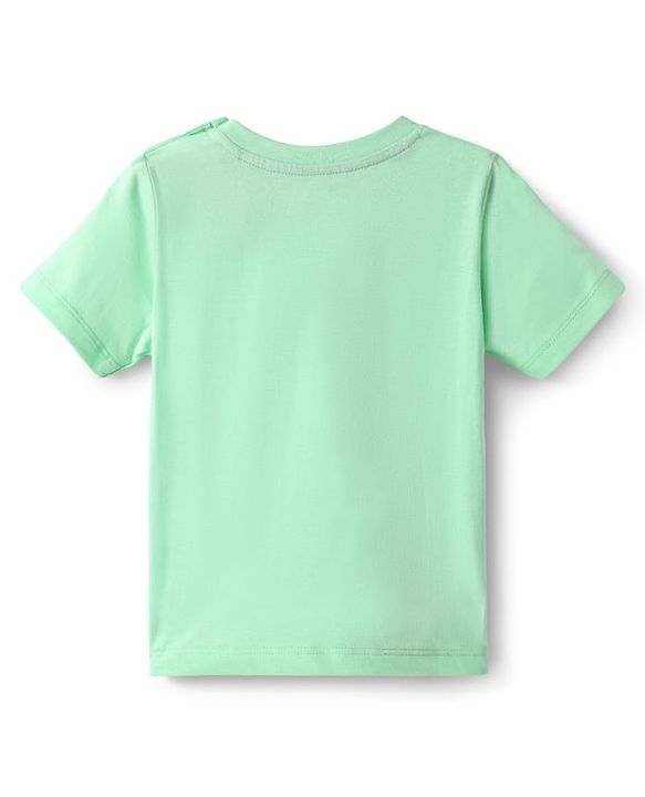 Babyhug Cotton Knit Half Sleeves T-Shirt with Animal Print - Light Green