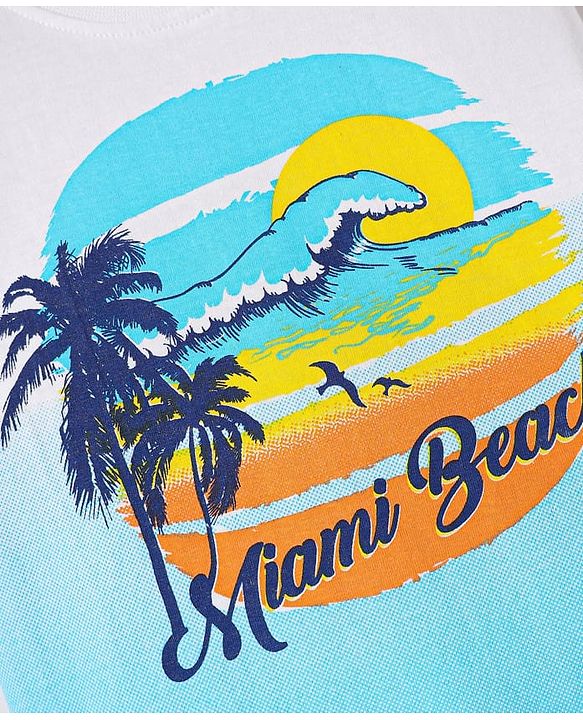 Babyhug Cotton Knit Half Sleeves T-Shirt With Ombre Effect & Beach Graphics - White & Light Blue