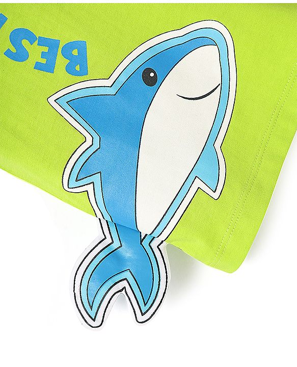 Babyhug Cotton Knit Sleeveless Tank T-Shirt With Sea Life Print -Limegreen