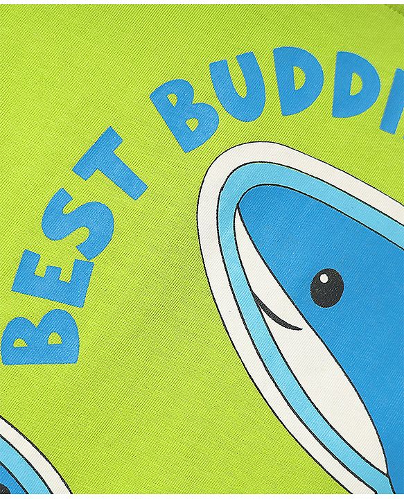 Babyhug Cotton Knit Sleeveless Tank T-Shirt With Sea Life Print -Limegreen