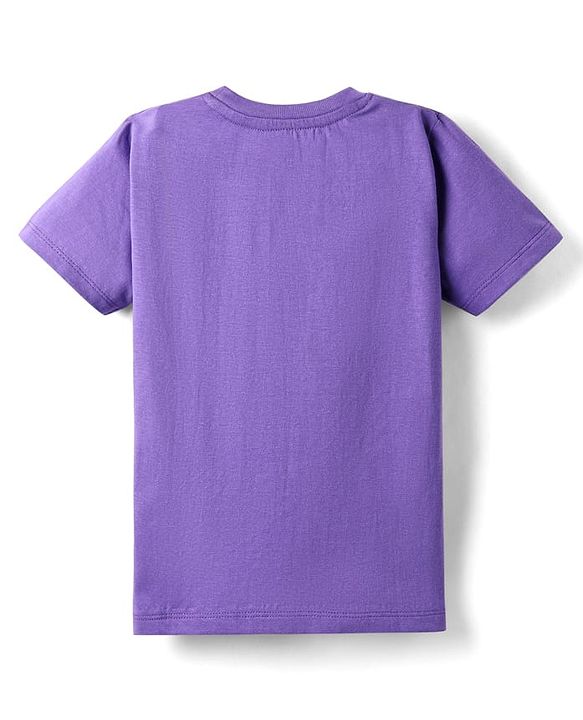 Babyhug Cotton Knit Half Sleeves T-Shirt With Skate & Animal Text Print - Purple