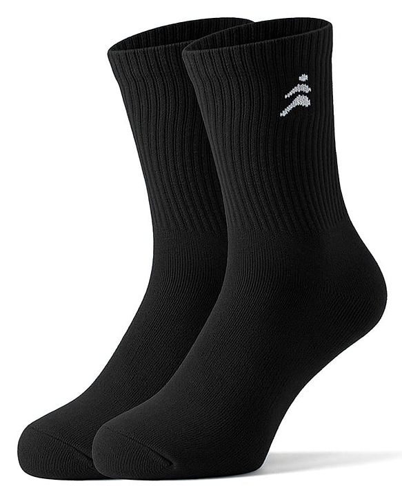 Pine Active Cotton Lycra Knit Breathable Athletic Logo Designed Socks Pack Of 3 - Black Red & Blue