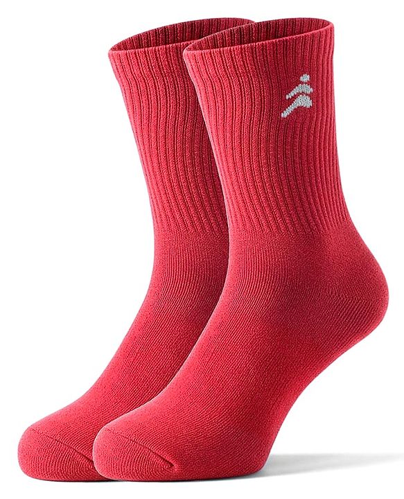 Pine Active Cotton Lycra Knit Breathable Athletic Logo Designed Socks Pack Of 3 - Black Red & Blue