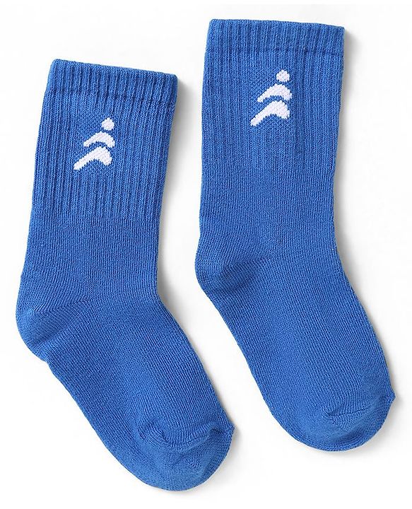 Pine Active Cotton Lycra Knit Breathable Athletic Logo Designed Socks Pack Of 3 - Black Red & Blue