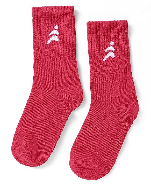 Pine Active Cotton Lycra Knit Breathable Athletic Logo Designed Socks Pack Of 3 - Black Red & Blue