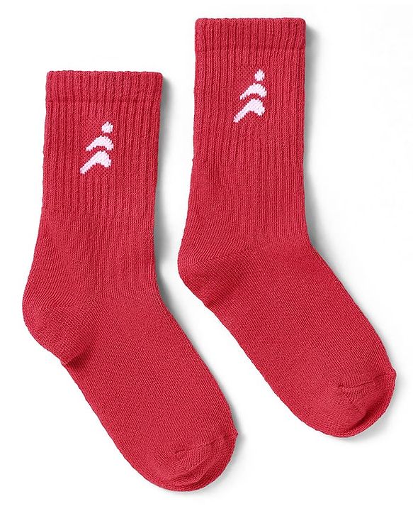 Pine Active Cotton Lycra Knit Breathable Athletic Logo Designed Socks Pack Of 3 - Black Red & Blue