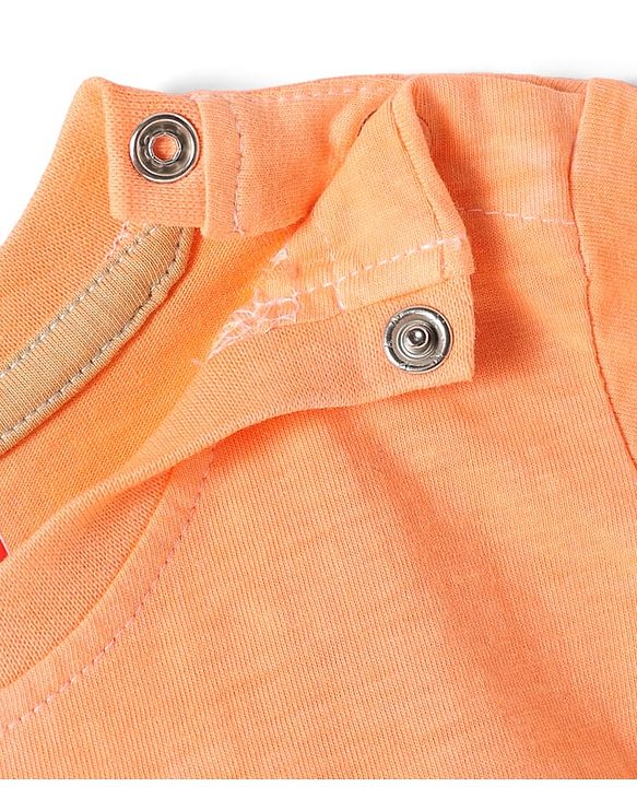 Babyhug Cotton Knit Half Sleeves T-Shirt With Ombre  Effect & Be Kind Text Print -  Orange White & Light Blue