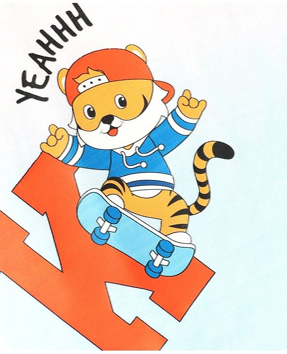 Babyhug Cotton Knit Half Sleeves T-Shirt With Ombre  Effect & Be Kind Text Print -  Orange White & Light Blue
