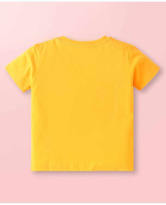 Babyhug Cotton Knit Half Sleeves T-Shirts with Beach Theme Print & Stripes Pack of 3 - Yellow & Blue