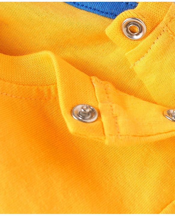 Babyhug Cotton Knit Half Sleeves T-Shirts with Beach Theme Print & Stripes Pack of 3 - Yellow & Blue