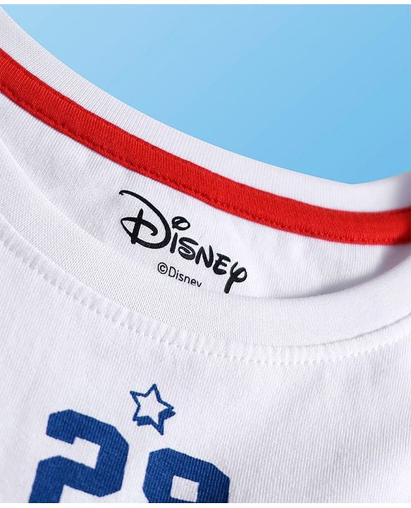 Pine Kids Disney Single Jersey Knit Half Sleeves Oversized Drop Shoulder T-Shirt With Mickey & Friends Graphic - White