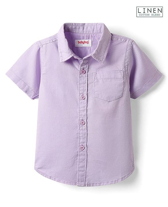 Babyhug Cotton Linen Half Sleeves Solid Shirt- Lime Green