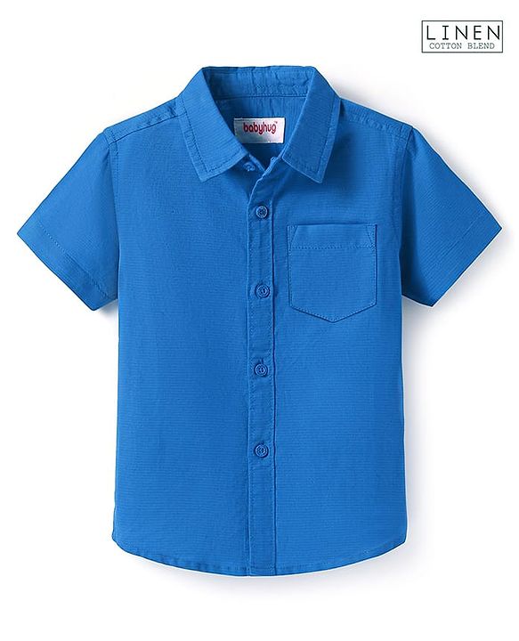 Babyhug Cotton Linen Half Sleeves Solid Shirt- Lime Green
