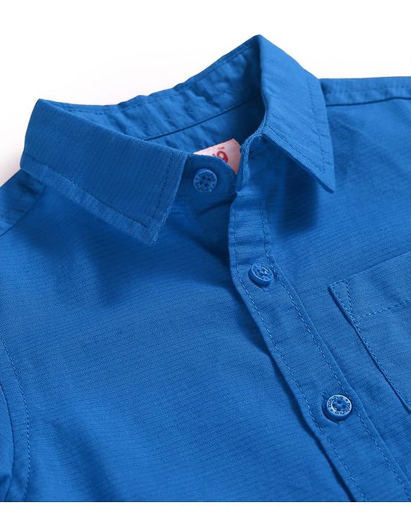 Babyhug Cotton Linen Half Sleeves Solid Shirt- Lime Green