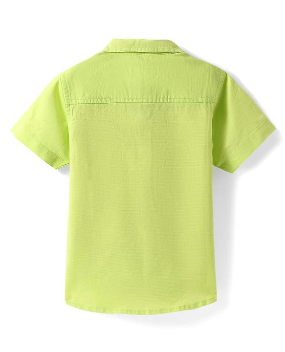 Babyhug Cotton Linen Half Sleeves Solid Shirt- Lime Green