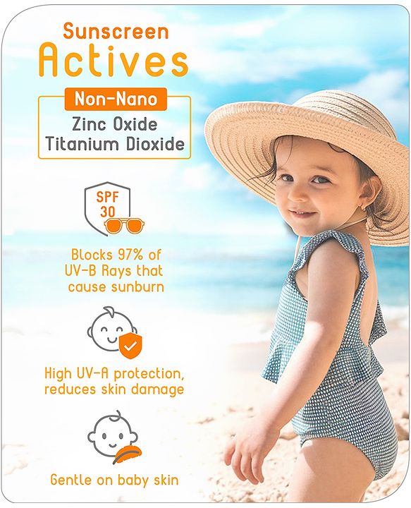 Babyhug Advanced Mineral Based Sunscreen Lotion with SPF 30 +, PA+++, Broad Spectrum (UVA/UVB) Protection & No White Cast - 200ml