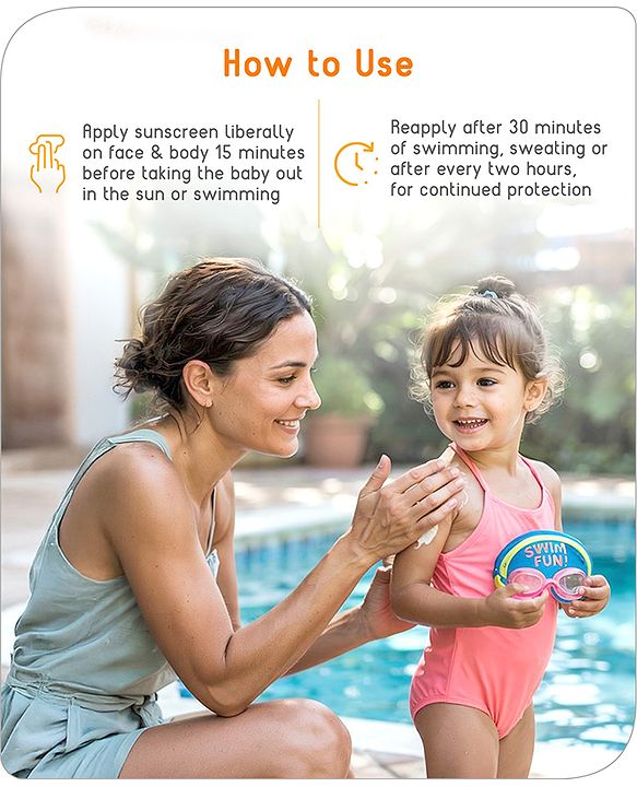 Babyhug Advanced Mineral Based Sunscreen Lotion with SPF 30 +, PA+++, Broad Spectrum (UVA/UVB) Protection & No White Cast - 200ml
