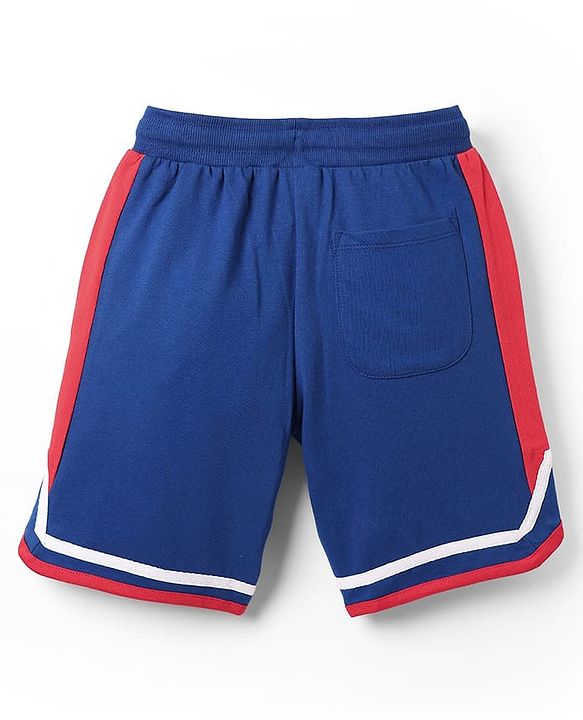 Pine Kids Marvel Terry Knit Knee Length Cut & Sew Shorts With Avengers Graphics & Badge Detailing - Blue