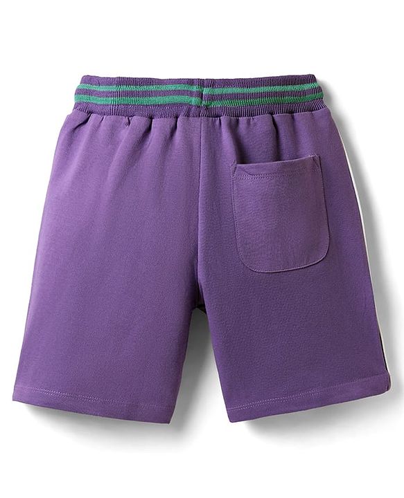 Pine Kids Marvel Terry Knit Knee Length Cut And Sew  Shorts With Avengers Hulk Graphics And Badge Detailing - Purple