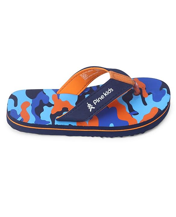 Pine Kids Slip On Flip Flops  with Camouflage Print - Blue