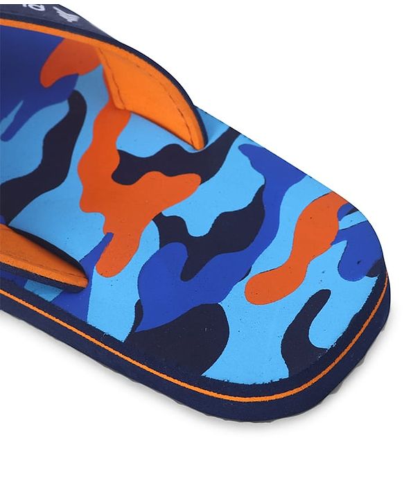 Pine Kids Slip On Flip Flops  with Camouflage Print - Blue