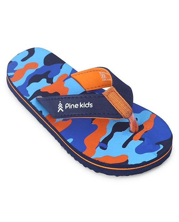 Pine Kids Slip On Flip Flops  with Camouflage Print - Blue