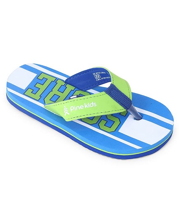 Pine Kids Slip On Flip Flops  with Soccer Print - Blue & Green
