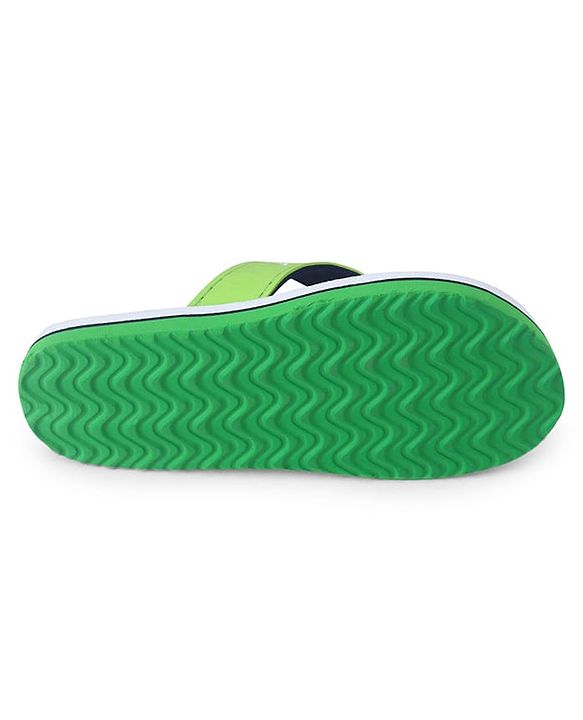 Pine Kids Slip On Flip Flops with Abstract Print - Yellow & Green