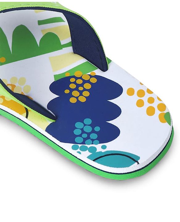 Pine Kids Slip On Flip Flops with Abstract Print - Yellow & Green
