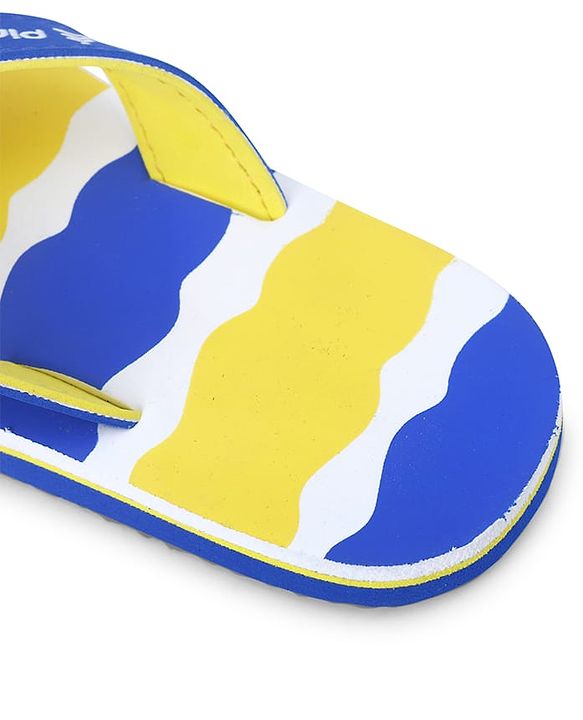 Pine Kids Slip On Flip Flops with Print -  Blue & Yellow